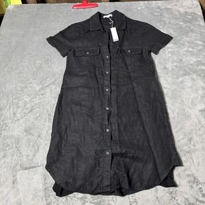 James Perse Standard NWT Womens Button Down Short Sleeve Dress Linen Size S